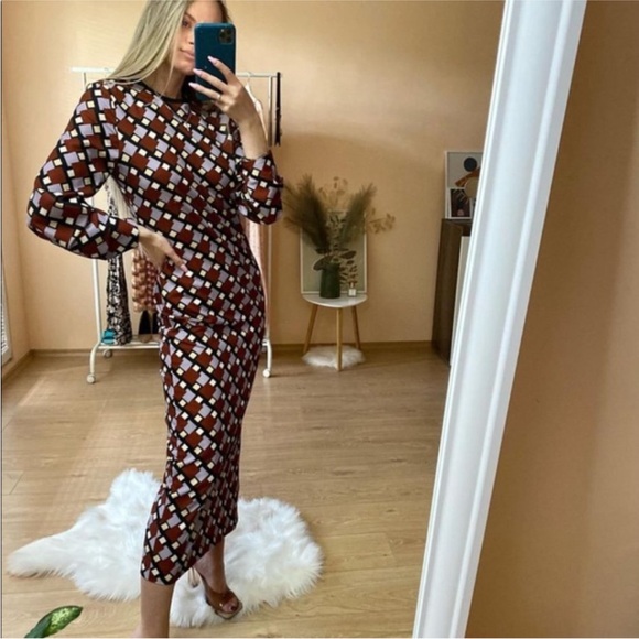 Zara geometric midi dress XS -READ - Picture 4 of 14